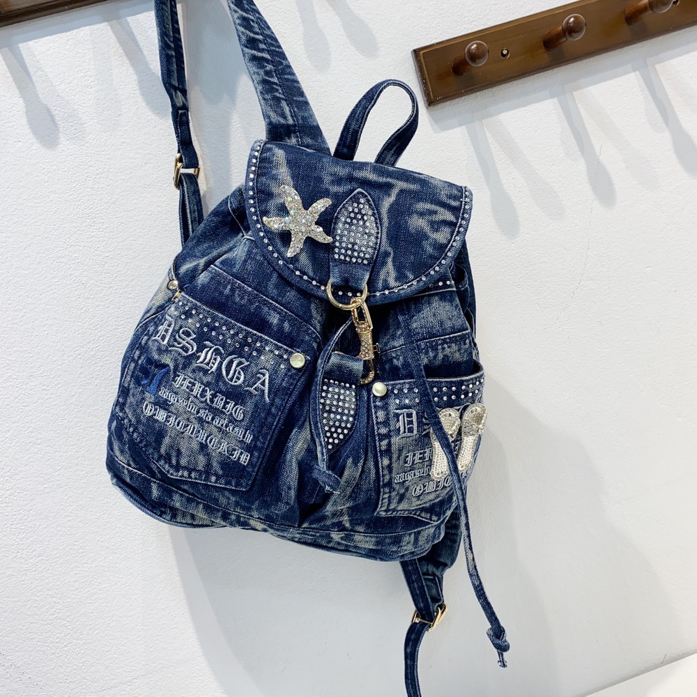 Luxury Bags Denim - iPinee Ransel Wanita Denim Mewah Ransel
