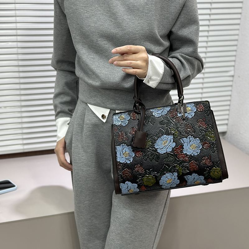 Quiet Luxury Bags Tote - Tas Tote Vintage 3D Bermotif Bunga,