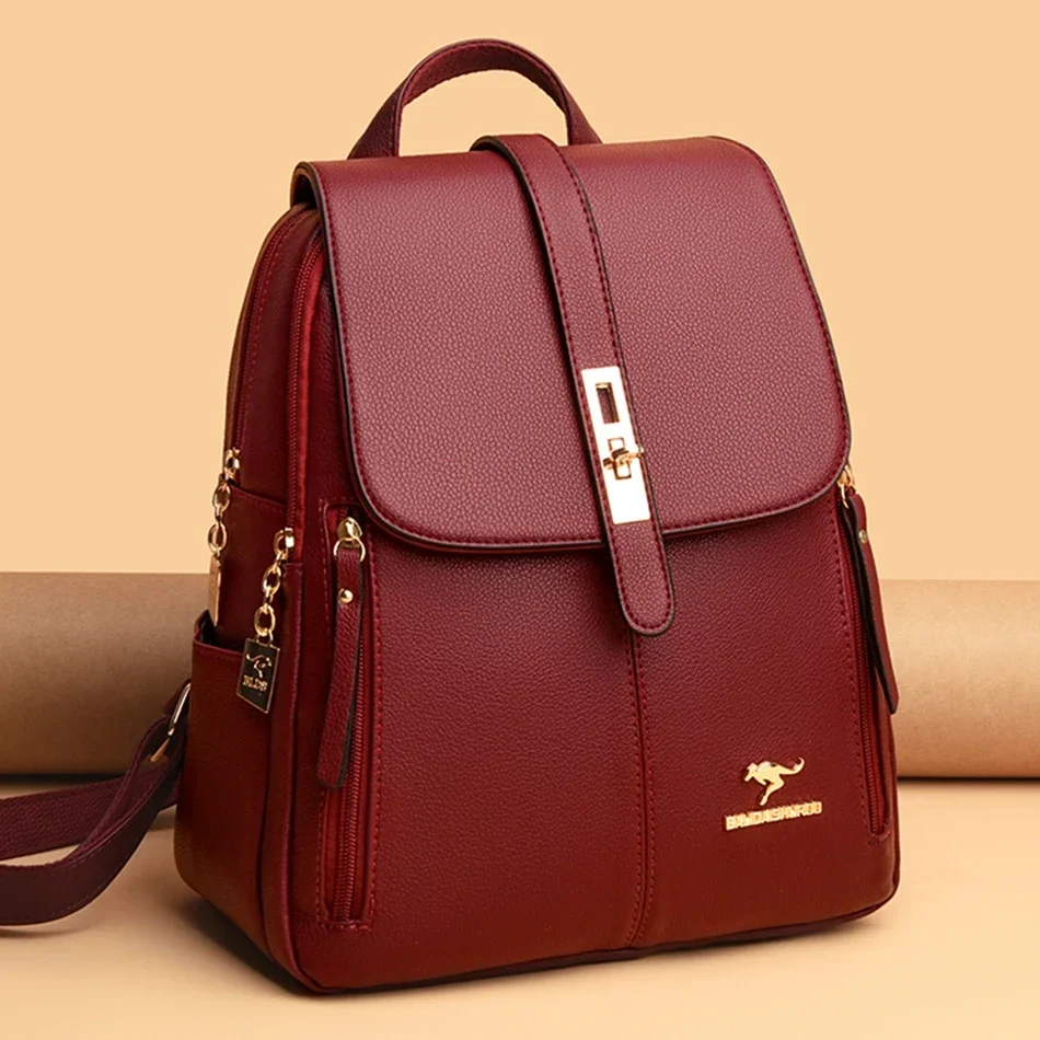 Luxury Bags With Zipper - Ransel Kapasitas Besar Kulit Wanita Tas