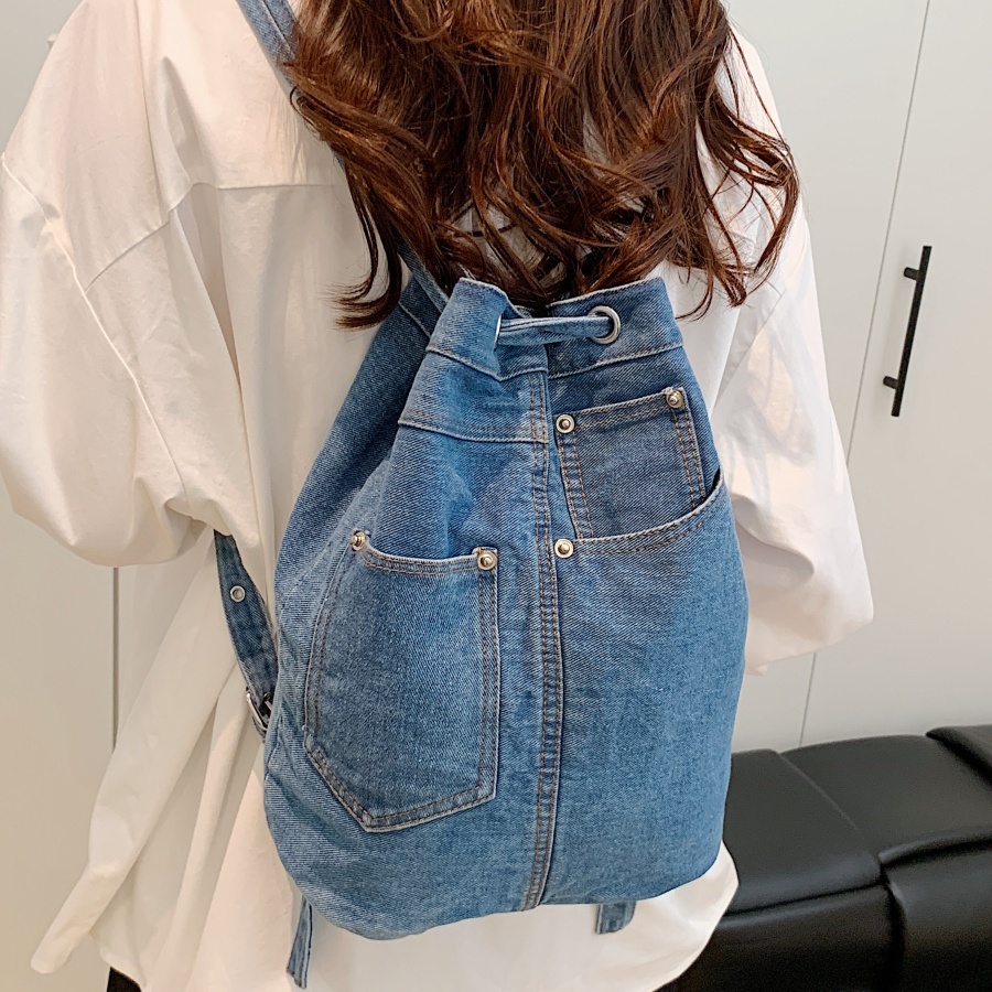 Luxury Bags Denim - Tas Ransel Denim Wanita, Tas Ransel