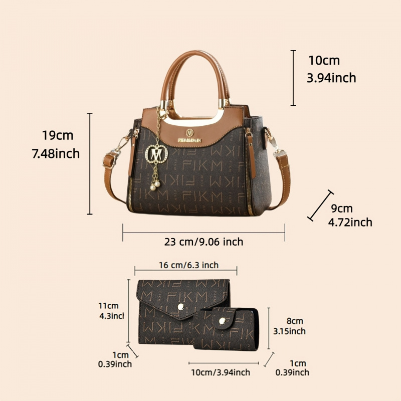 Set 3 tas wanita mewah bermoti - Luxury Bags With Zipper ulasan dan harga