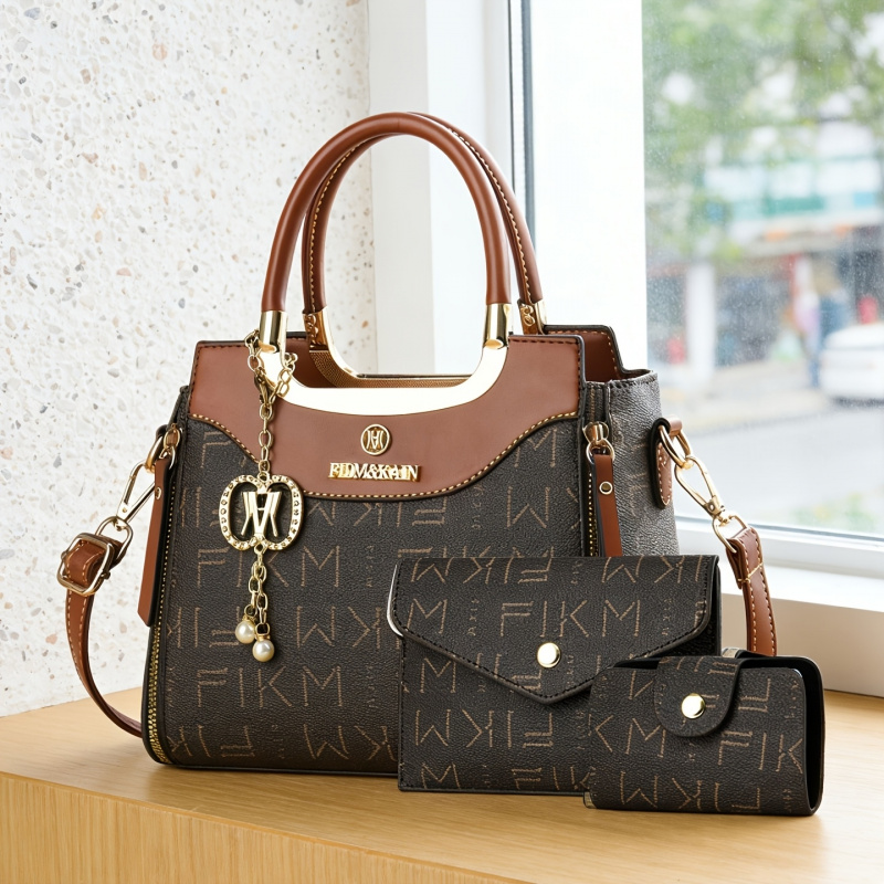 Set 3 tas wanita mewah bermoti - Luxury Bags With Zipper ulasan dan harga