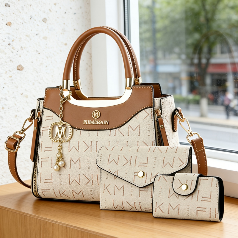 Set 3 tas wanita mewah bermoti - Luxury Bags With Zipper ulasan dan harga