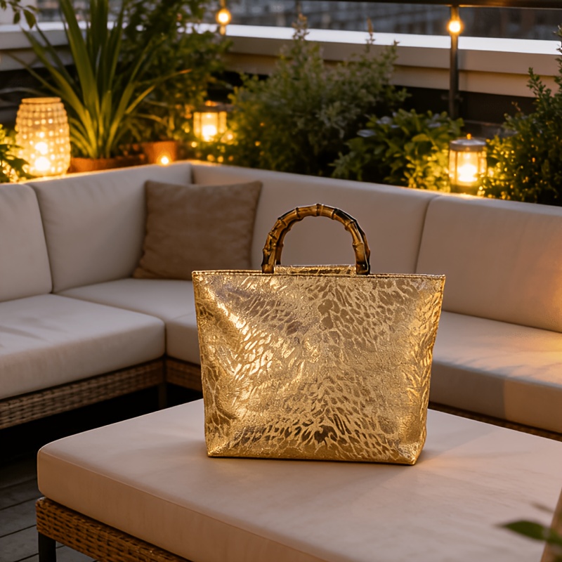 Tas tote jacquard daun emas me - Luxury Bags Collection ulasan dan harga