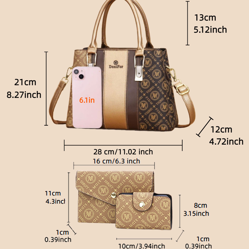 Set tas wanita 3 potong dengan - Luxury Bags With Zipper ulasan dan harga