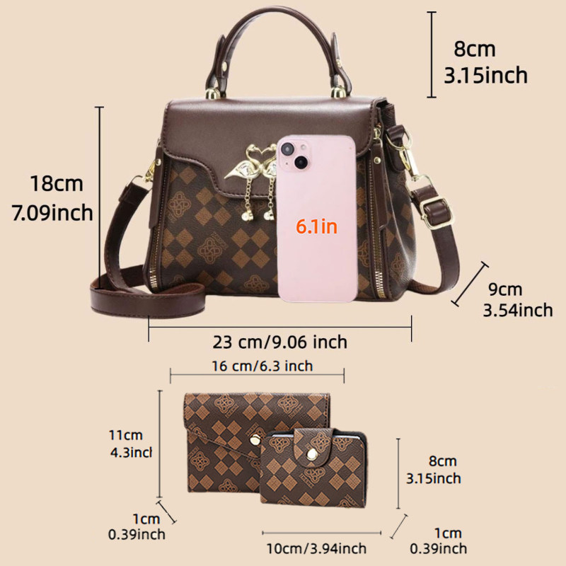 Set tas wanita 3-in-1, tas sel - Luxury Bags With Zipper ulasan dan harga